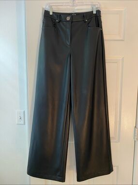Toccin Black High-Rise Wide-Leg Faux Leather Pants Size 6 NWT
